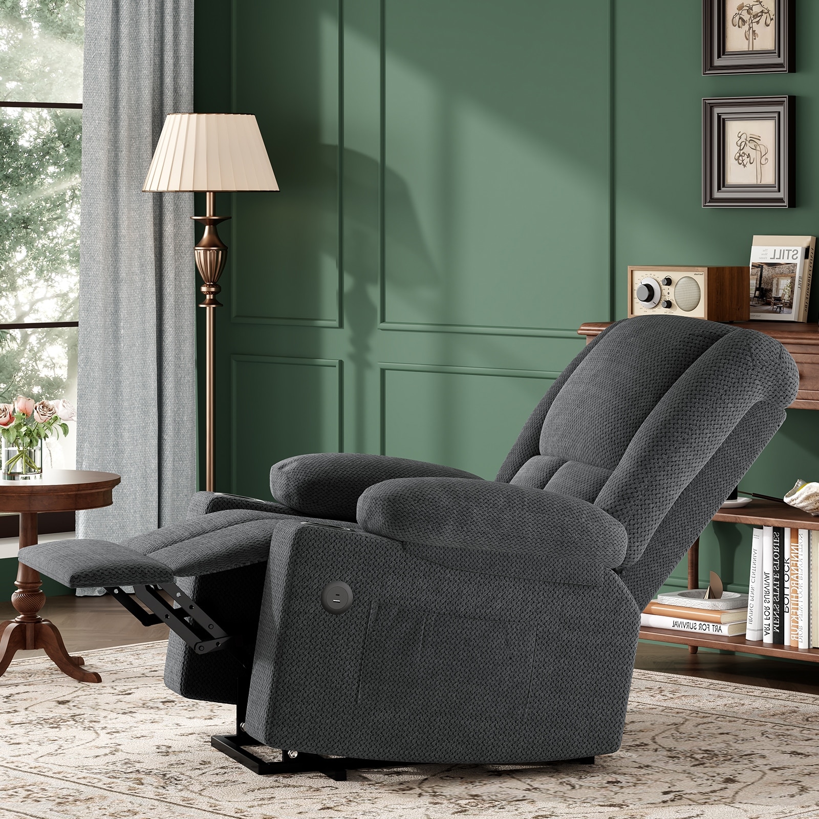 Power Lift Recliner Chair, Lounge Chair with Massage & Heat, Sofa Chair Leisure Chair with USB Ports & Cup Holders