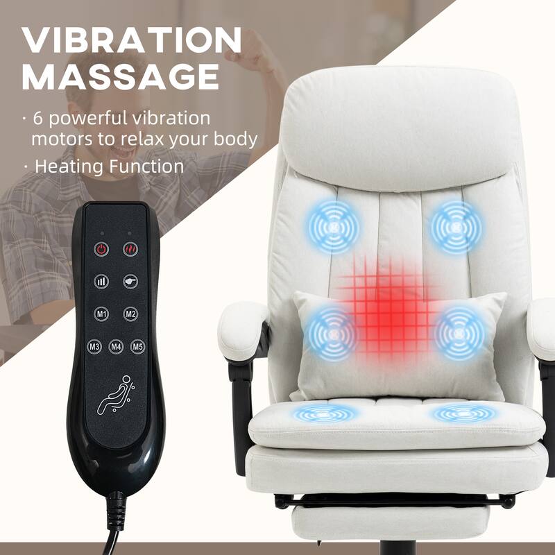 Microfibre Executive Massage Office Chair Swivel Computer Desk Chair with Lumbar Support Pillow