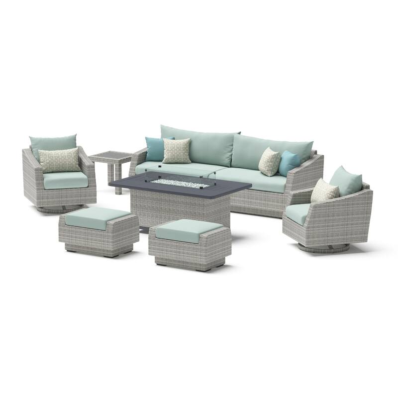 Cannes 8 Piece Sunbrella Outdoor Patio Motion Fire Set