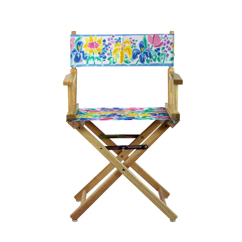 18" Director's Chair Natural Frame-Garden Flowers - 21.75"W x 17"D x 33.75"H