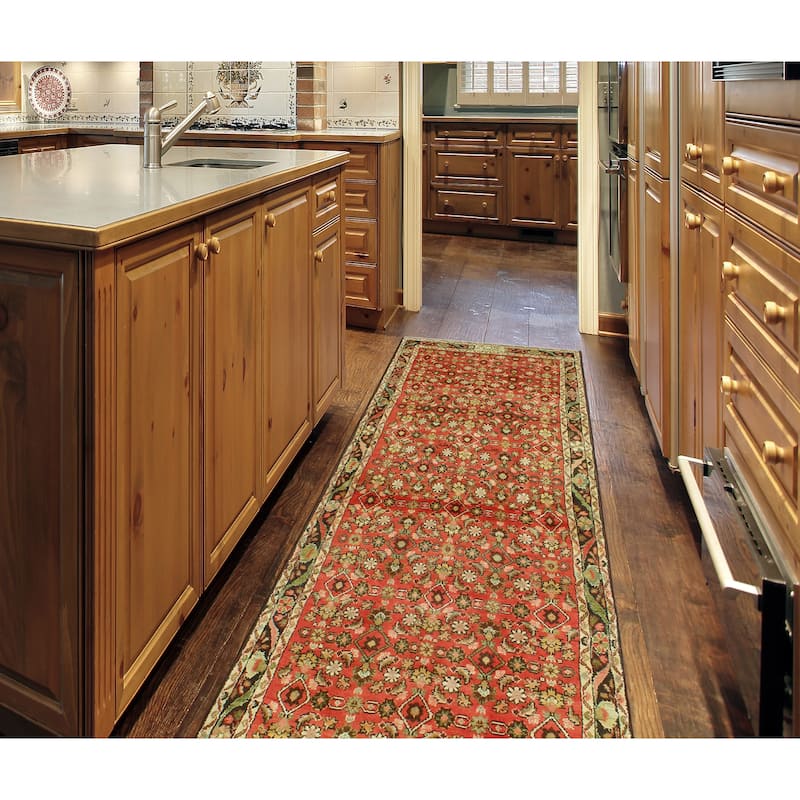 Fine Vintage Distressed Asucena Rust/Charcoal Runner - 3'7" x 11'0"