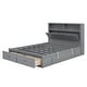 preview thumbnail 18 of 46, Hydraulic Platform Bed with Storage LED Headboard, Wood Bedframe w/ Charging Station&2 Drawers, Space-Saving Bed