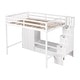 preview thumbnail 14 of 12, Multi-Functional Full Size Loft Bed Frame with Wardrobe, Low Storage Table and Storage Staircase, Health & Safe, White