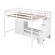 preview thumbnail 11 of 12, White Full Size Solid Wood Loft Bed with Wardrobe and Storage Table