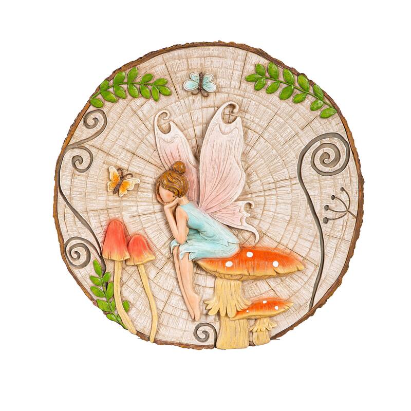 11 in. Fairy Resin Garden Stone, Sitting Fairy