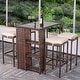 preview thumbnail 8 of 12, 5-Piece Patio Bar Table Set Outdoor Wicker Rattan Bar Set Brown