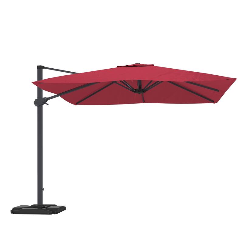10FT Square Cantilever Patio Umbrella in Red (Without Base) - Red