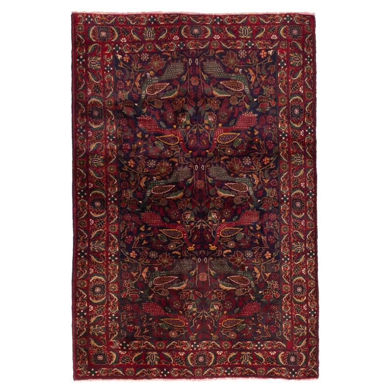 ECARPETGALLERY Hand-knotted Teimani Dark Navy, Red Wool Rug - 3'10 x 5'11