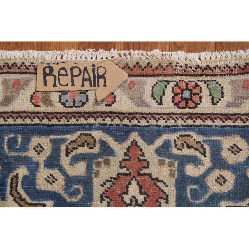 Blue Tabriz Persian Vintage Area Rug Handmade Wool Carpet - 8'3"x 11'5"
