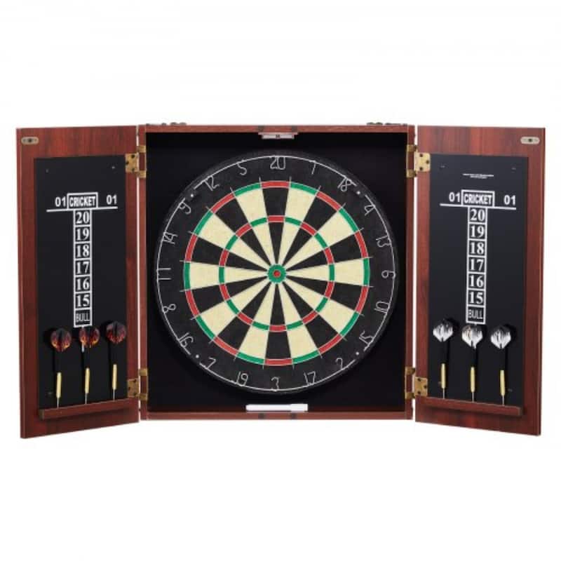 Official Size Cabinet Complete Accessory Steel Tip Dartboard with Rotatable Steel Number Ring - 18"x1.5"