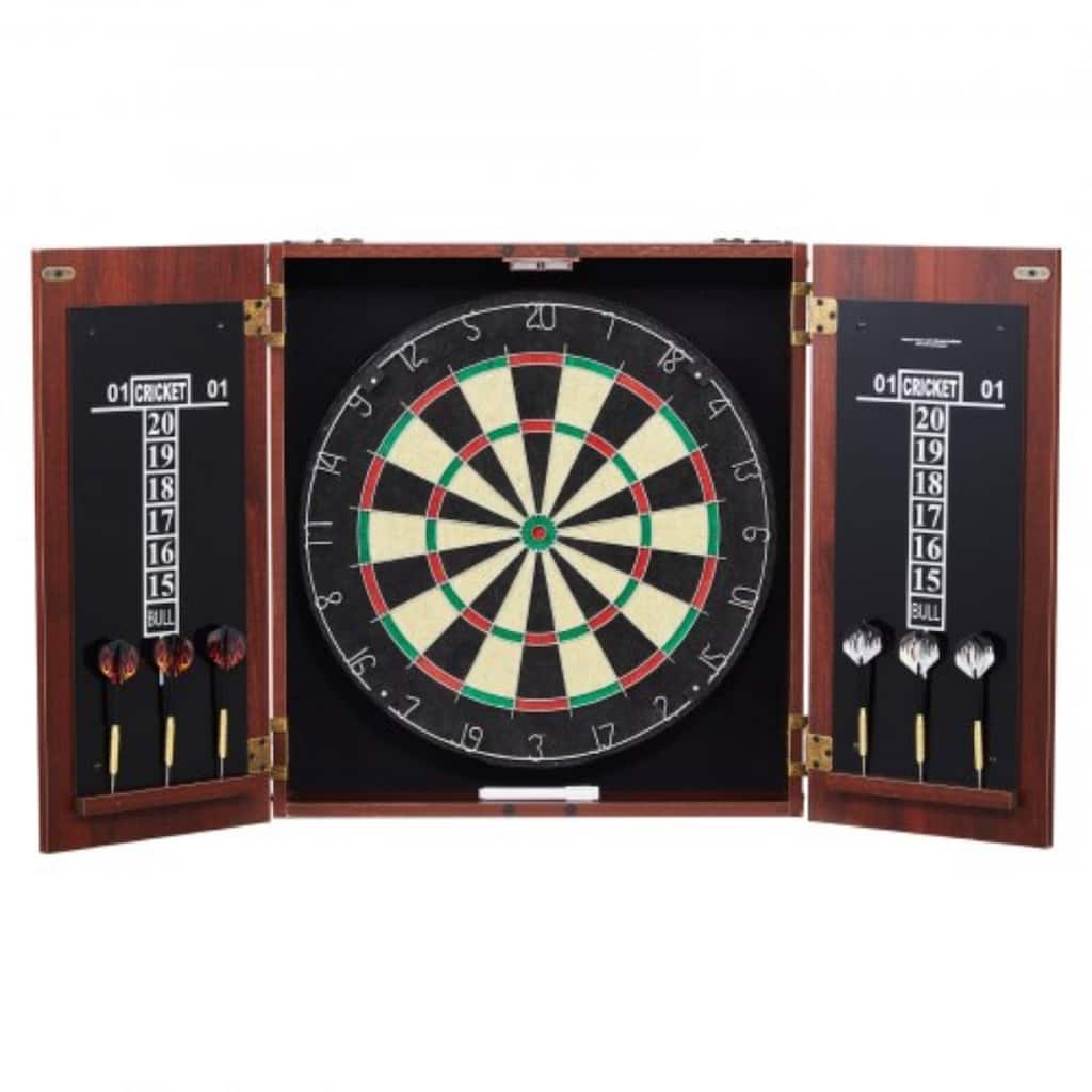 Official Size Cabinet Complete Accessory Steel Tip Dartboard with Rotatable Steel Number Ring - 18"x1.5"