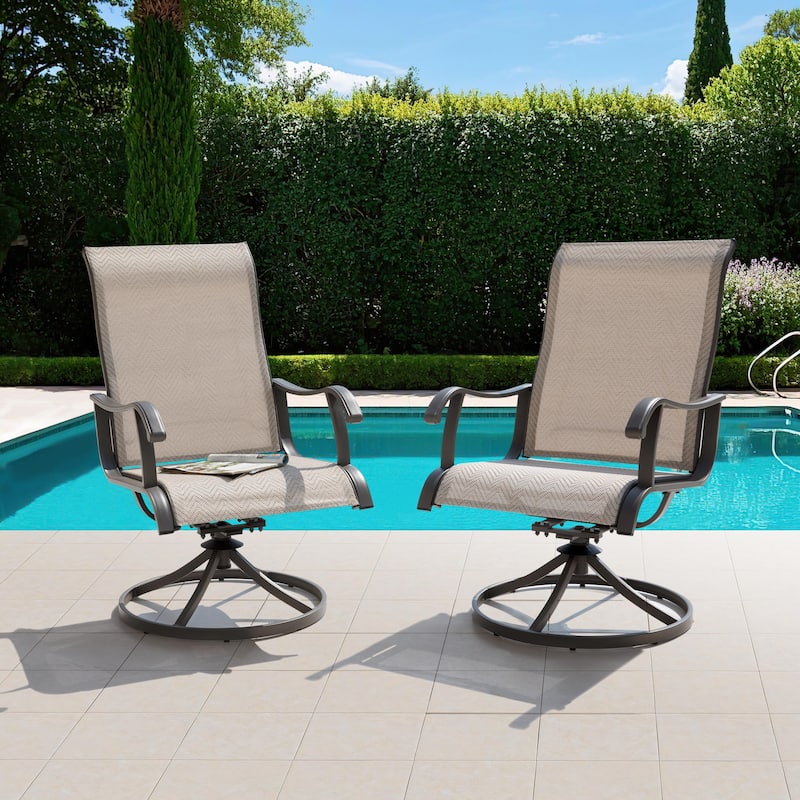 Patio 2-Piece Outdoor Textilene Dining Chairs with Smooth Swivel Design