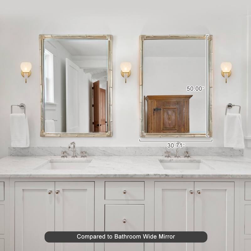 Modern Gold Vanity Light with Clouded Glass Bulb-Vase Shades Bathroom