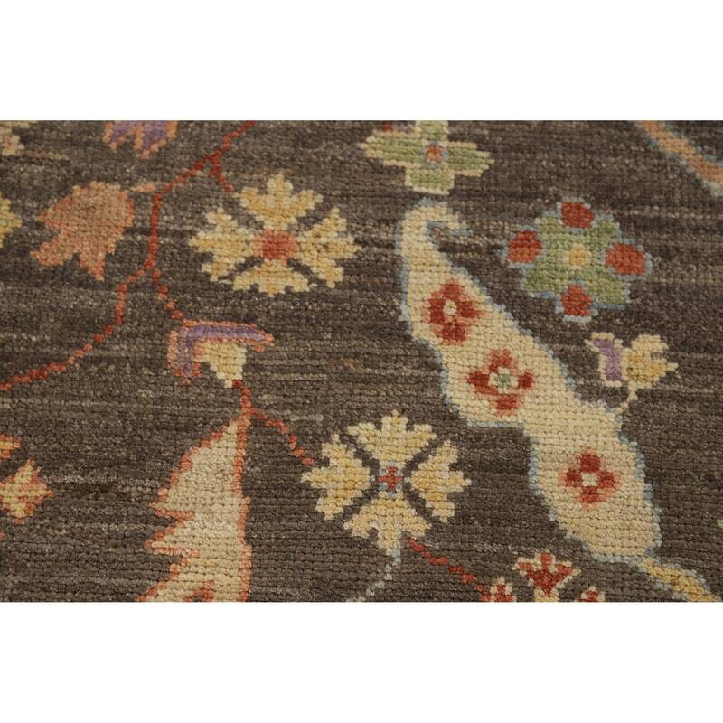 Hand Knotted Oriental 100% Wool Carpet Transitional All-Over Greys & Charcoal Oushak Area Rug - 12' 3'' X 9' 4''