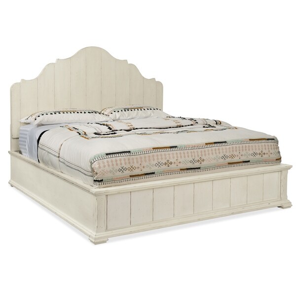 Hooker Furniture 5930-90350 Sturbridge 66" Wide Poplar Wood Queen Panel Bed with Adjustable Height - Distressed Cream