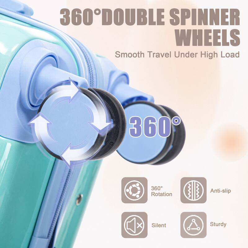 14In 20In 2 pcs in PC Spinner Wheel Luggage, Carry on Suitcase, With Gradient Color and Combination Lock