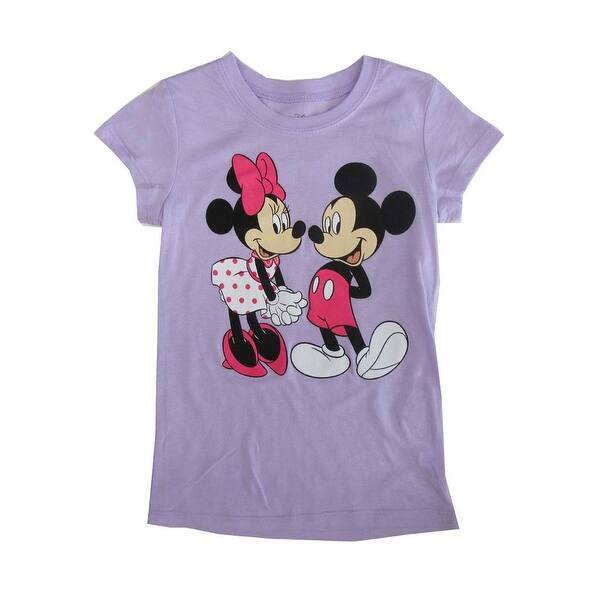Shop Disney Girls Violet Minnie Mickey Mouse Print Cotton T Shirt