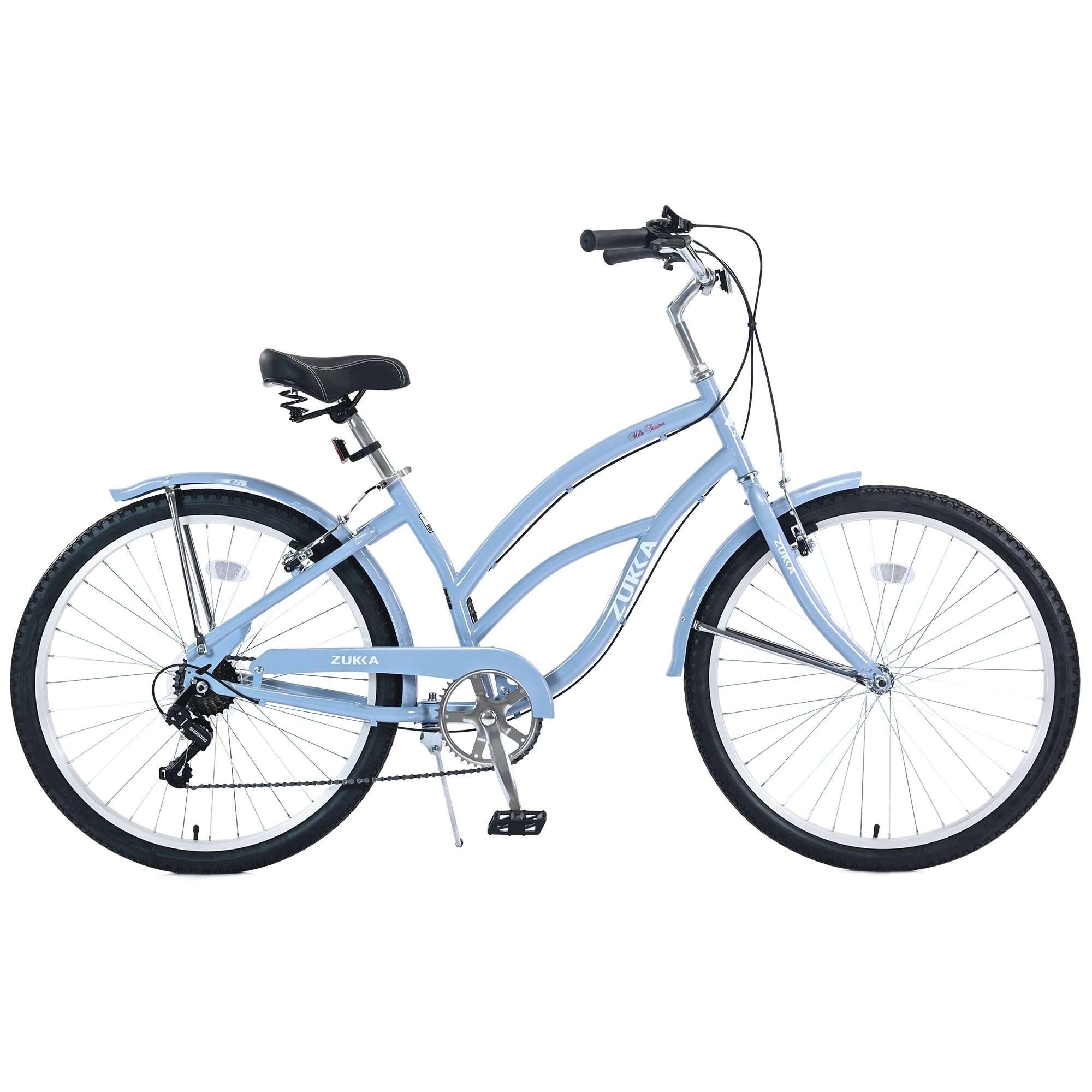 Shimano 7-Speed Cruiser Bike, 26-Inch Steel Frame Beach Bicycle with Double V Brakes, Comfortable Saddle, and Step-Thru Design