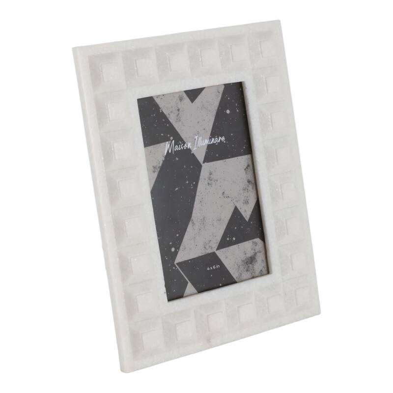 Resin Block Border Decorative Photo Frame - White