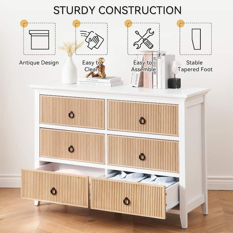 Dresser for Bedroom,Wooden Dresser with 6 Drawers