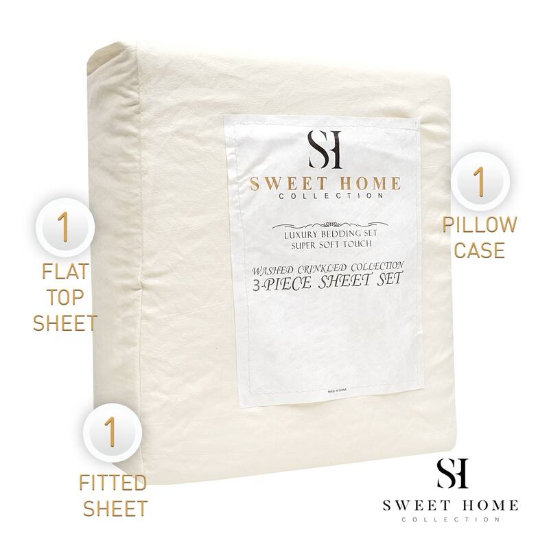 Sweet Home Collection Vintage Wash MIcrofiber Crinkle Sheet Sets