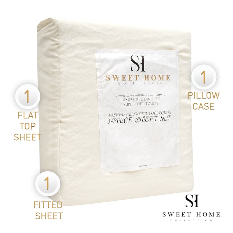 Sweet Home Collection Vintage Wash Microfiber Crinkle Sheet Sets.