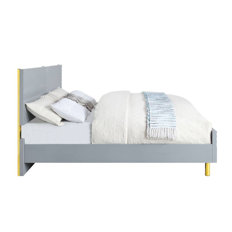 Gray High Gloss Queen Bed