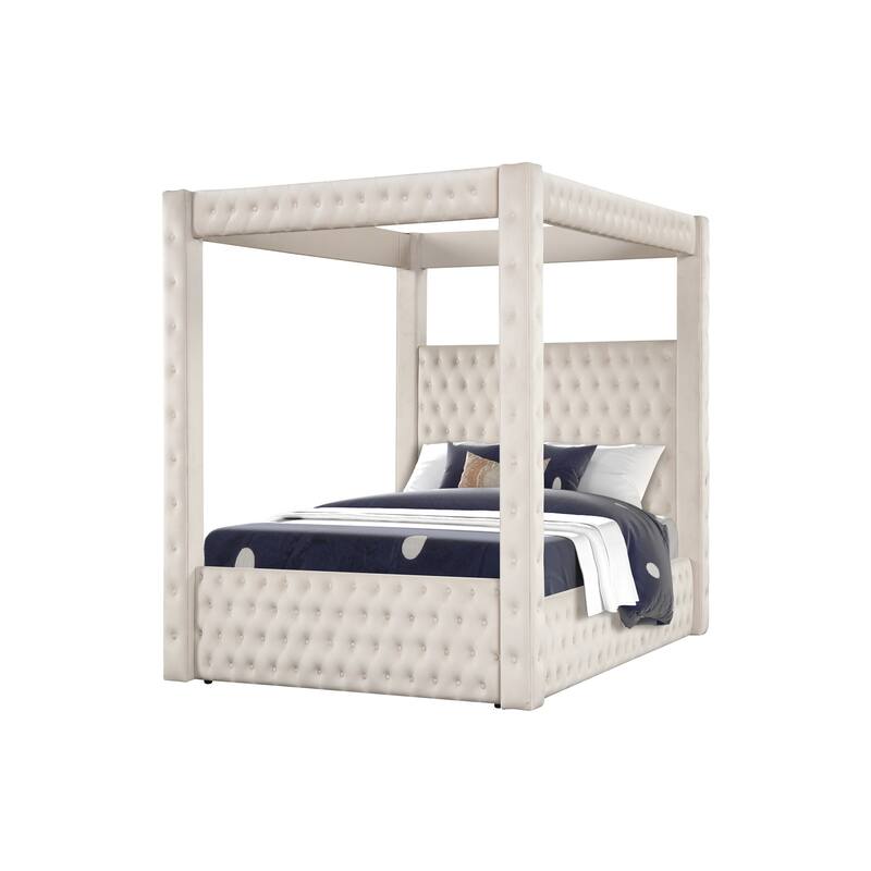 Monica Modern Style Crystal Tufted 4PC/5PC Vanity Bedroom Set Made with Wood