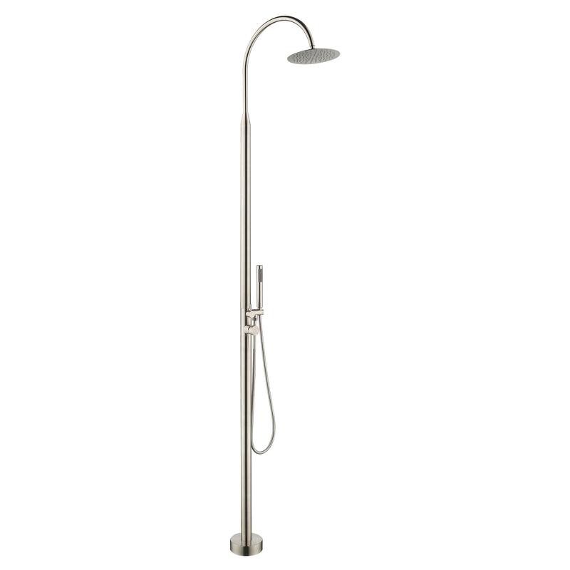 81"H Stainless Steel Freestanding Outdoor Shower with Handheld Shower - Brushed Nickel