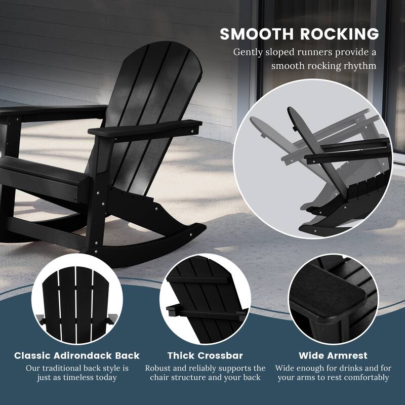 Laguna Hdpe All Weather Outdoor Patio Rocking Chairs With Side Table (3-Piece Set)