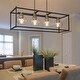 preview thumbnail 1 of 11, Iain Modern 4-Light Black Gold Chandelier Rectangle Island Lights for Dining Room