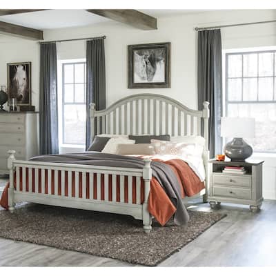 Light Gray Finish 3pc Bedroom Set Bed and Two Nightstands