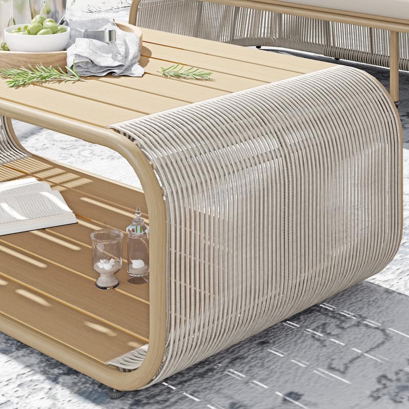 Corvus Ida 2-piece Outdoor Wicker Sofa with Coffee Table