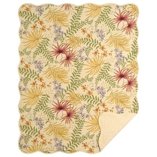 48" x 58" Fiji Quilted Botanical Scalloped Edge Accent Throw Blanket