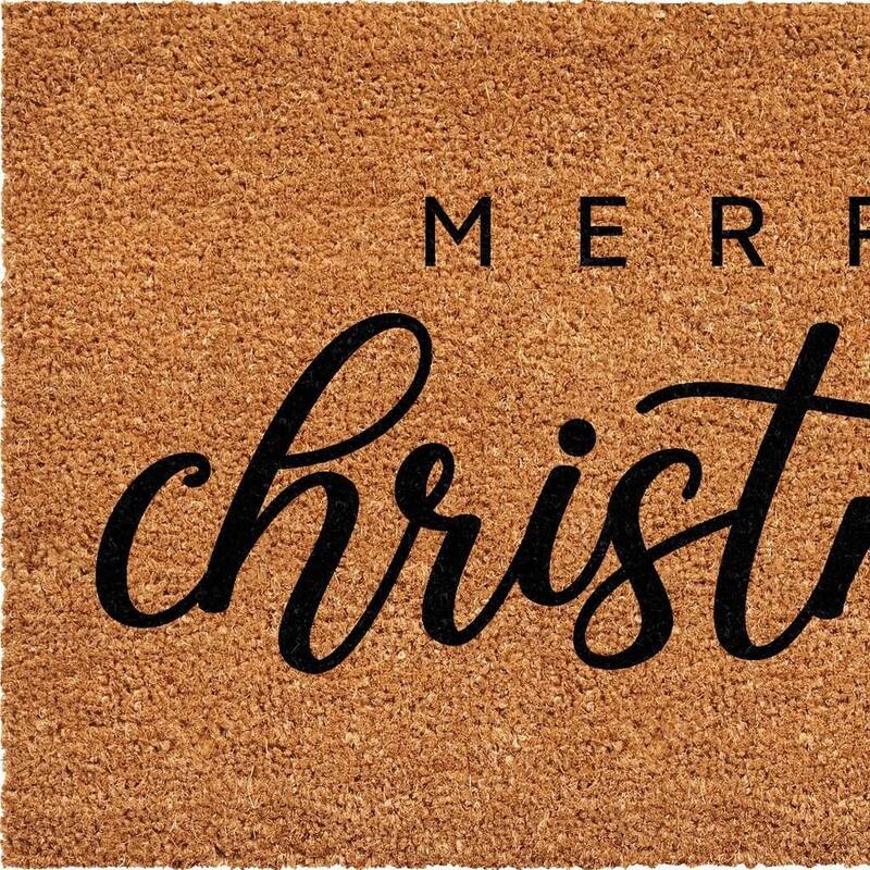 HomeRoots 24" X 36" Brown And Black Merry Christmas Outdoor Coir Door Mat - 24.00' X '36.00