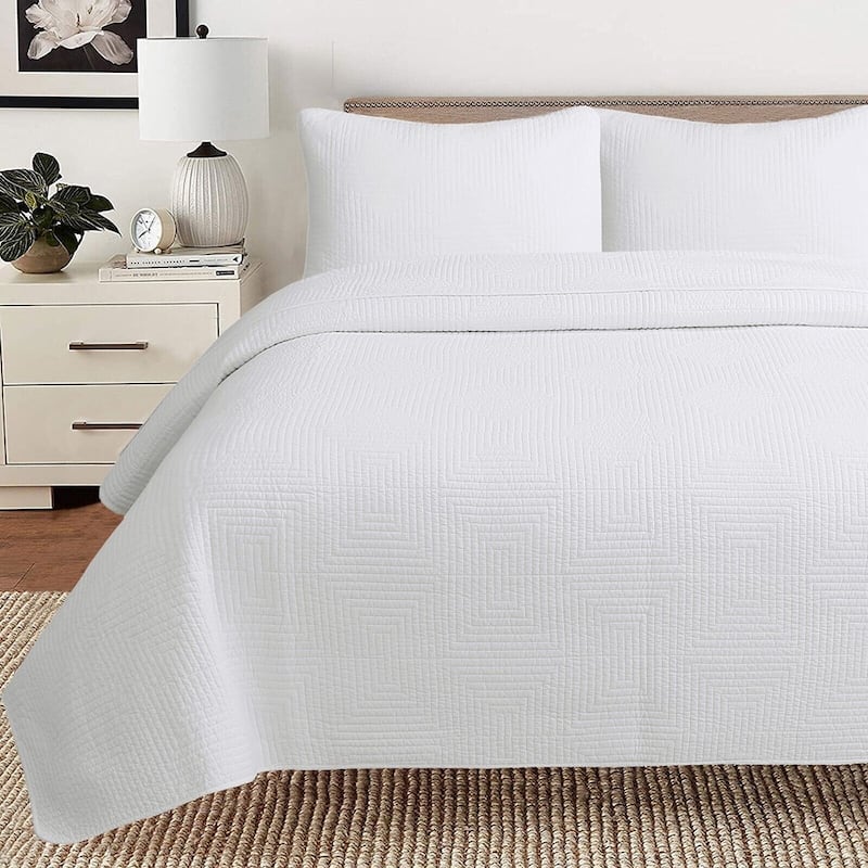Full/Queen Reversible Cotton Quilt Set White - Bed Bath & Beyond - 39050790