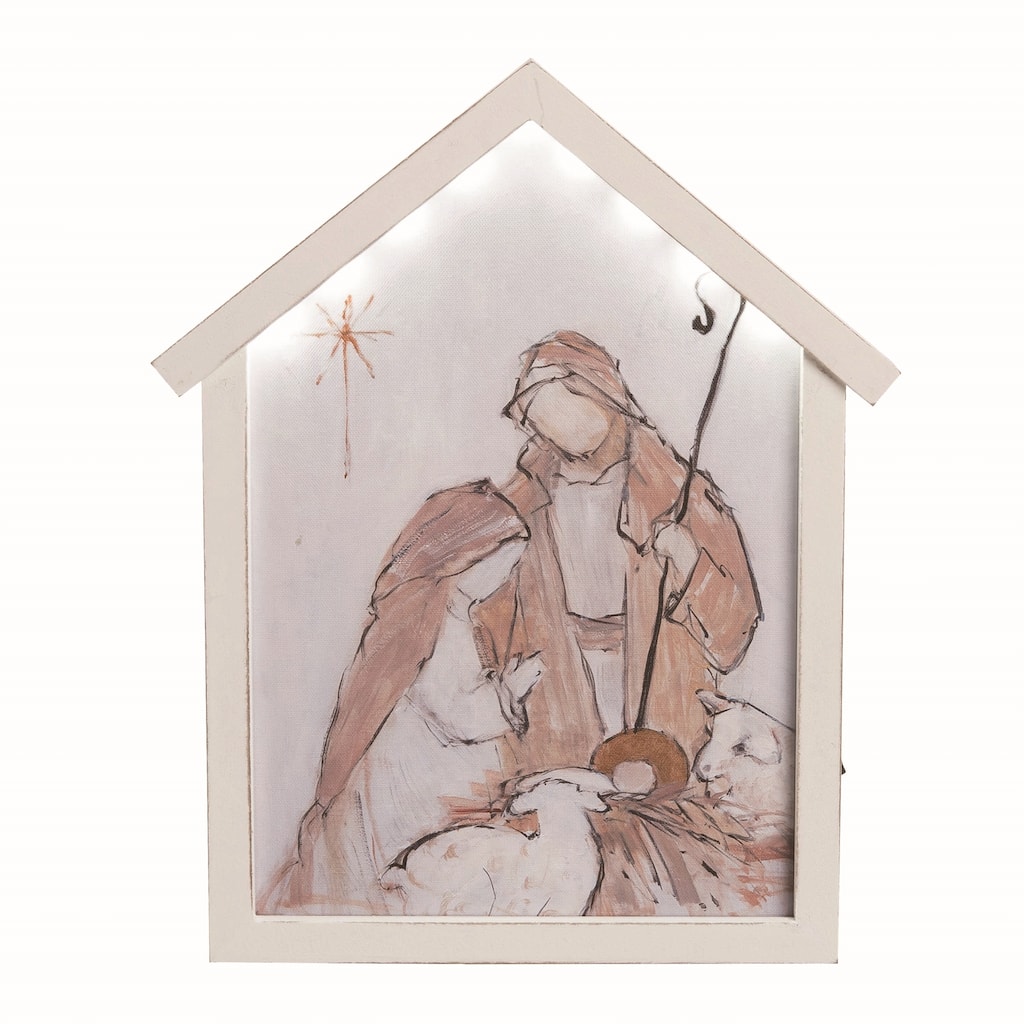 Transpac Wood 11.81 in. Multicolor Christmas Light Up Nativity Manger Decor - Mutlicolor