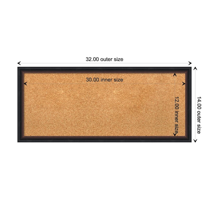 Salon Scoop Wood Framed Natural Corkboard Bulletin Board - Salon Scoop Red Black - Board Size 30x12