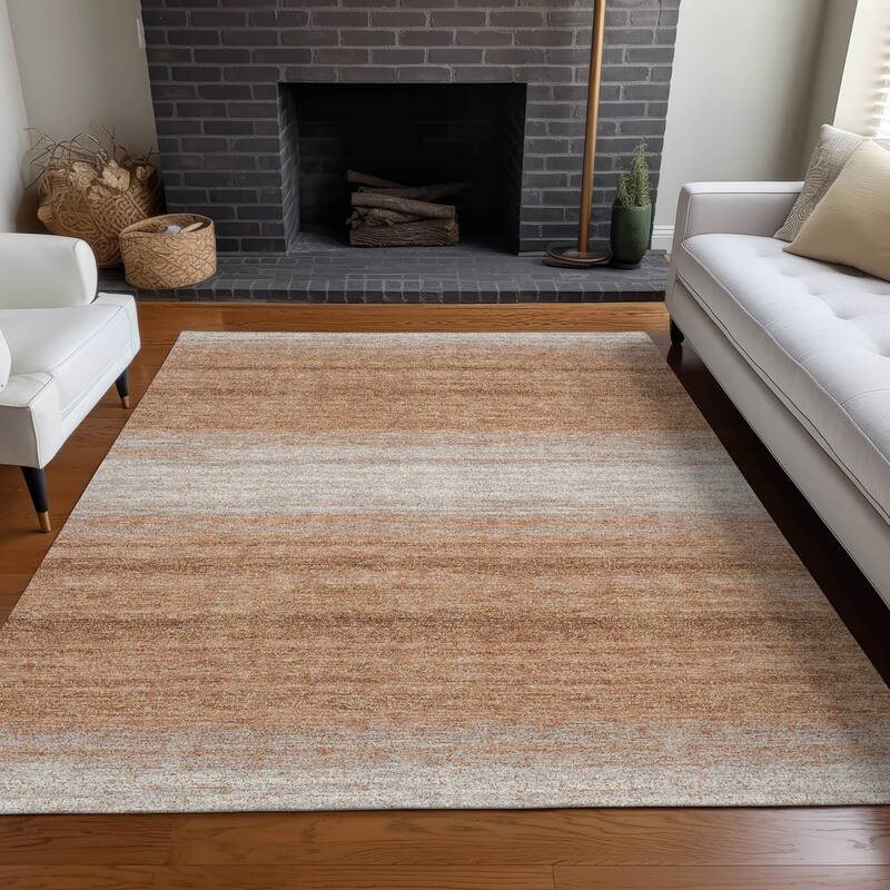 Machine Washable Indoor/ Outdoor Ombre Stripe Chantille Rug