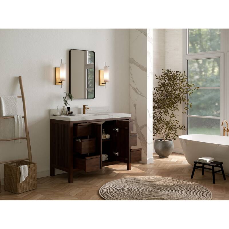 Willow Collections 48 in. W x 22 in. D Elizabeth Solid Teak Single Sink Bathroom Vanity with Countertop