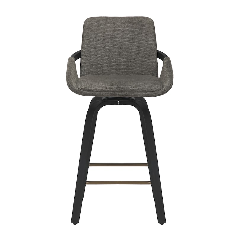 Modern Fabric & Bentwood 26" Counter Stool w/Swivel, Set of 4 - Ivory & Whitewash