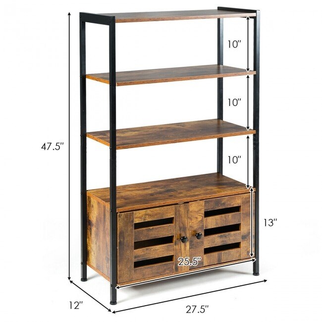 HOMCOM 2-Tier Industrial Style Storage Wooden Shelf with Robust