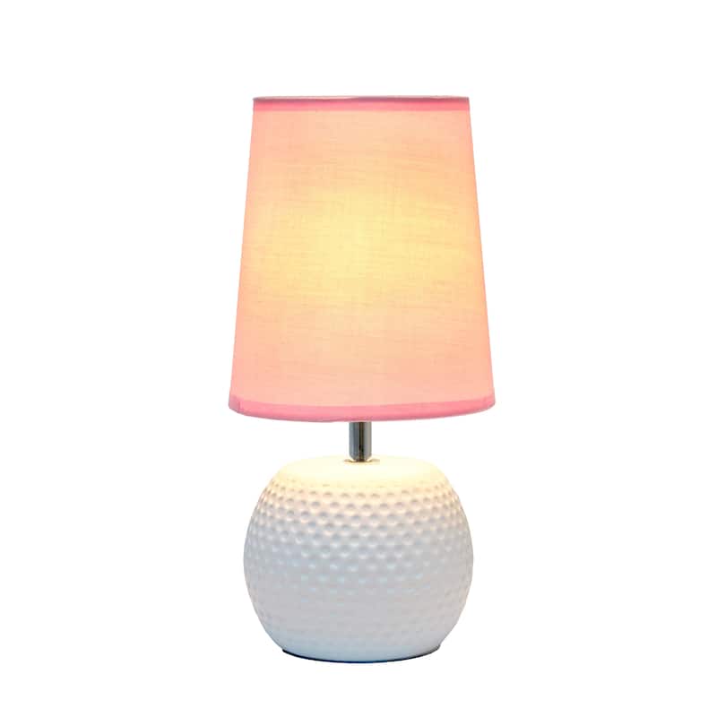 Simple Designs Studded Texture Ceramic Table Lamp, Blue - N/A - White/pink shade