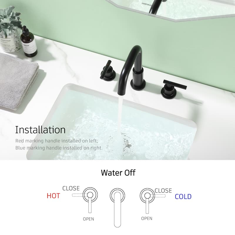 CASAINC 8 in. Widespread 2-Handle Bathroom Faucet with Valve
