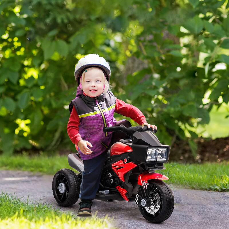 Red Electric Motorcycle for Kids with Front Lights, Motorized Vehicle Toy with Padded Seat, Ride on Electric Car for Lawn - Red