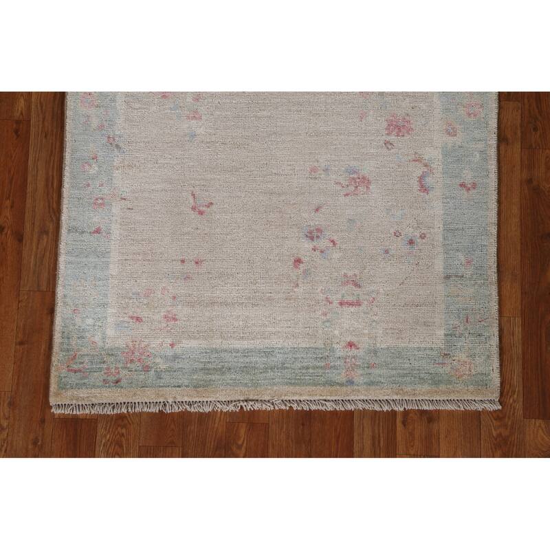 Vegetable Dye Art Deco Oriental Wool Runner Rug Hand-knotted Carpet - 2'10" x 11'7"
