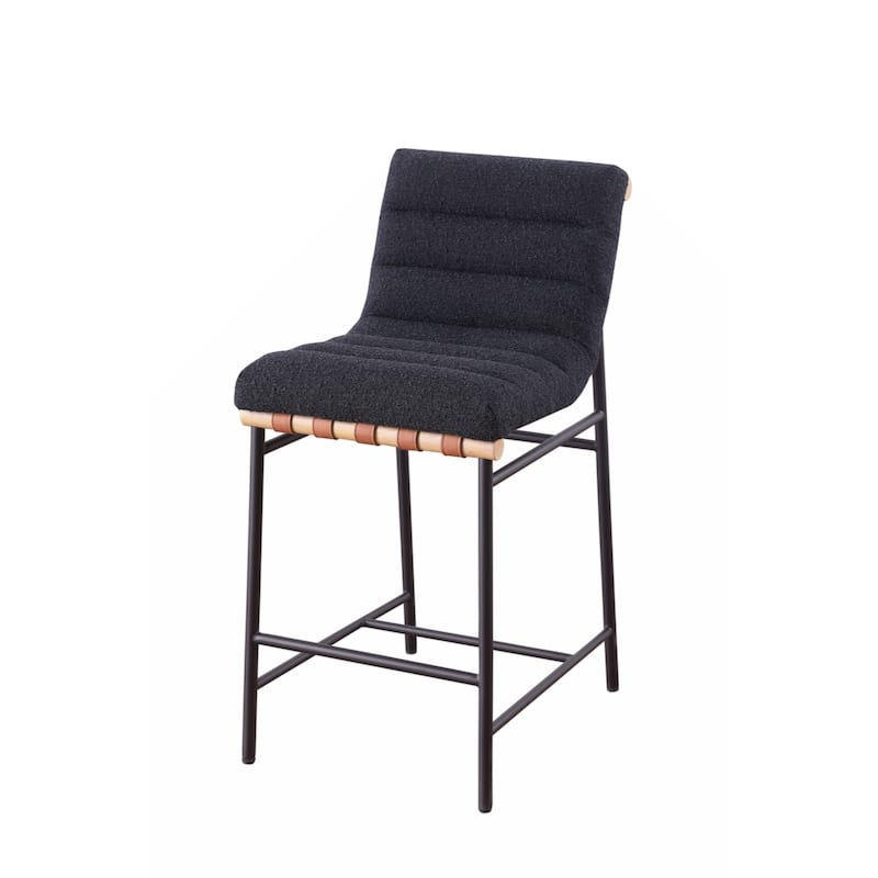 17.75" Black Boucle Fabric Counter Height Chair