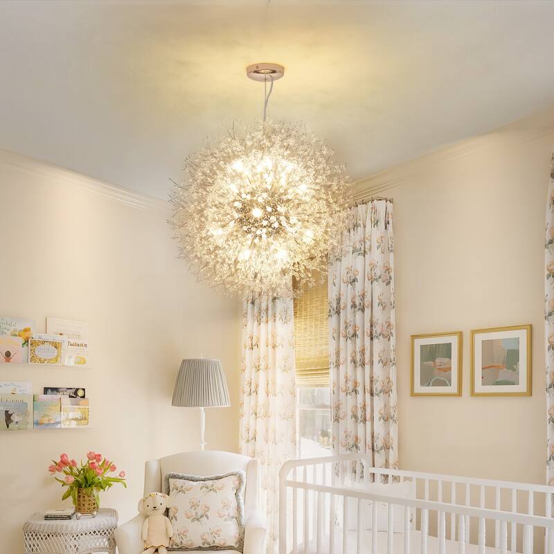 9/ 16-Light Modern Glam Large Round Globe Starburst Crystal Pendant Sphere Sputnik Firework Chandelier