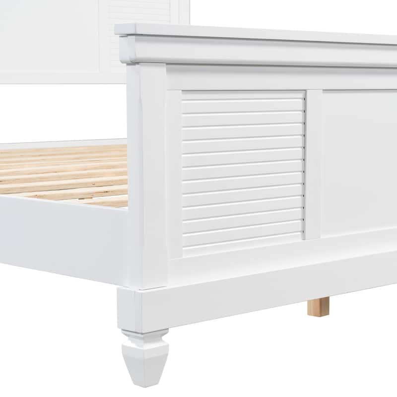 Christopher Knight Home - Elsa Elegant White Solid Wood Platform Bed with Farmhouse Style
