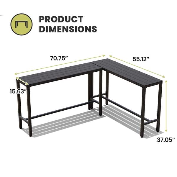 dimension image slide 3 of 14, Crestlive Products Patio Outdoor Rectangle Bar Table Combinable Pub Table